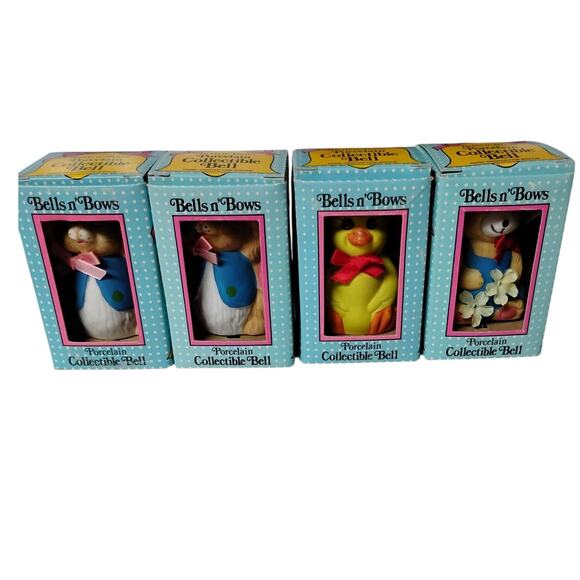 π Vintage Porcelain Bells ππ¦π» Hand Painted Set of 4 - Picture 4 of 15